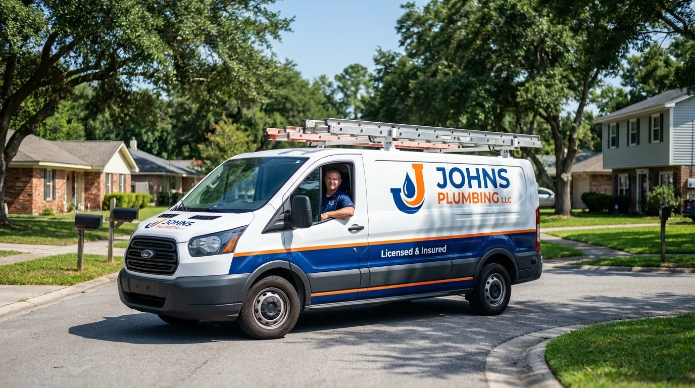 Johns Plumbing LLC service van in Lakota, ND