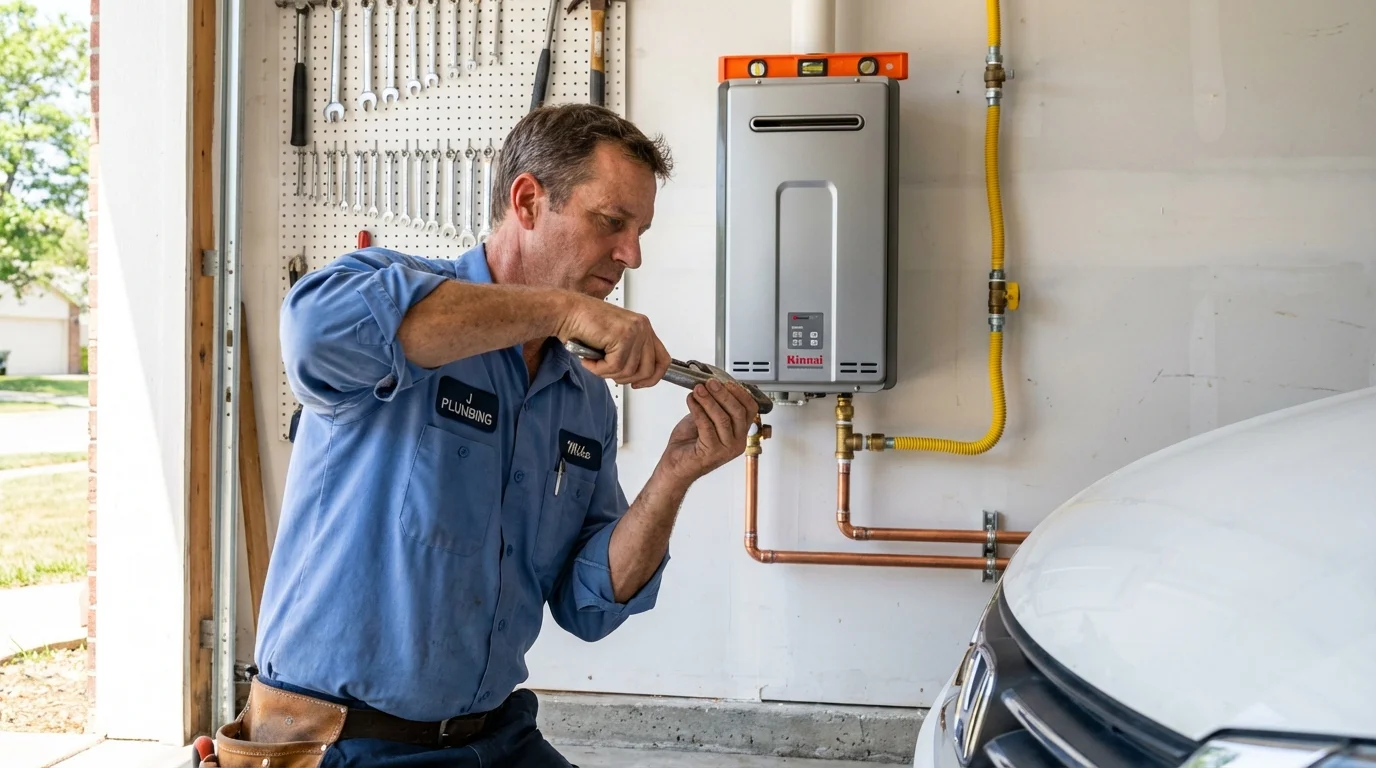 Tankless water heater installation by a Johns Plumbing LLC plumber in Lakota
